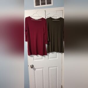 Dressis 2 piece top bundle. Size medium, one burgandy and one olive green.